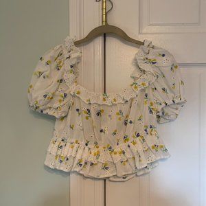 Zara Floral Cropped Peplum Top